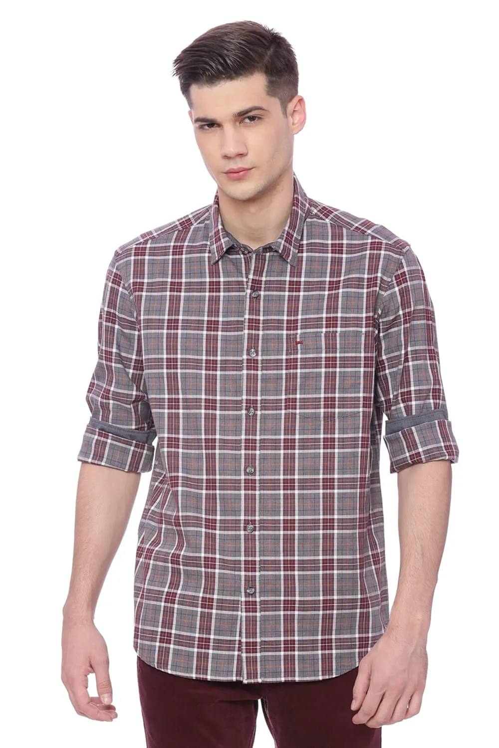 Slim Fit Melange Checks Shirt