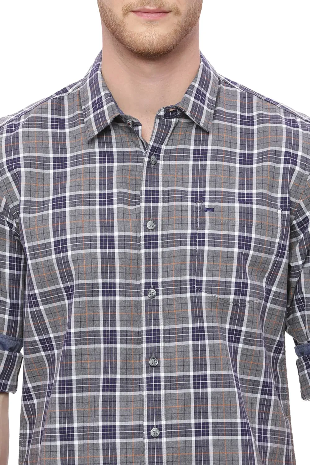 Slim Fit Melange Checks Shirt