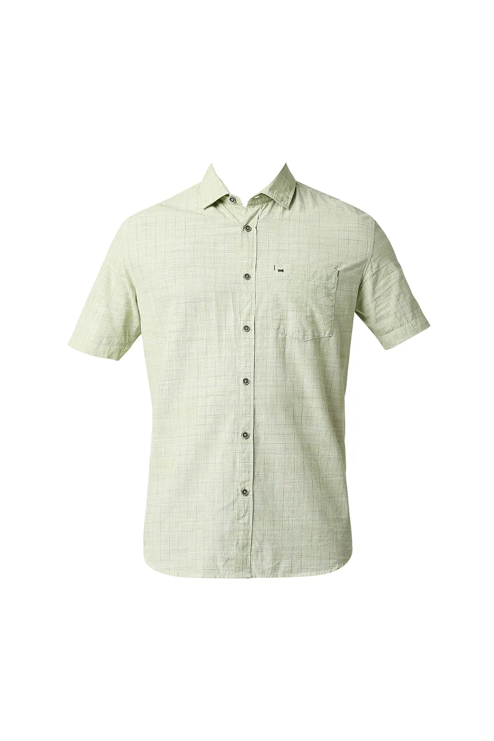 Slim Fit Slub Checks Halfsleeves Shirt