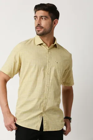 Slim Fit Slub Checks Halfsleeves Shirt