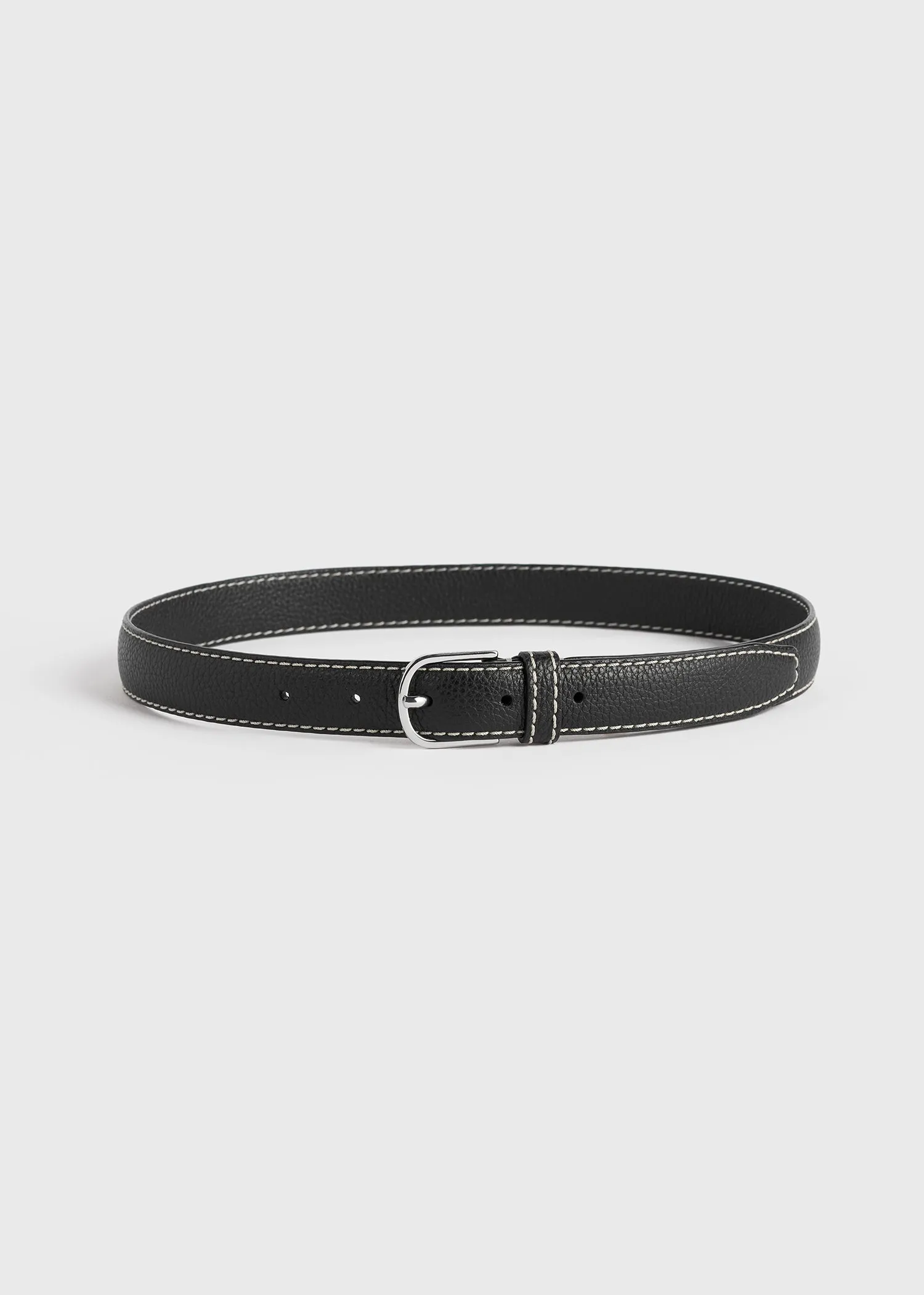 Slim grained-leather trouser belt