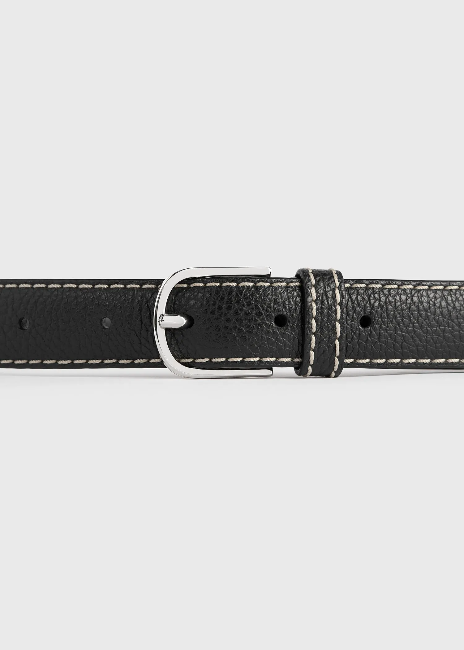 Slim grained-leather trouser belt