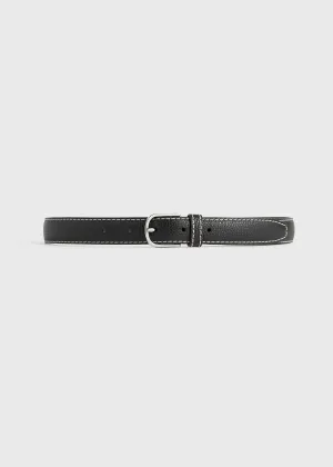 Slim grained-leather trouser belt