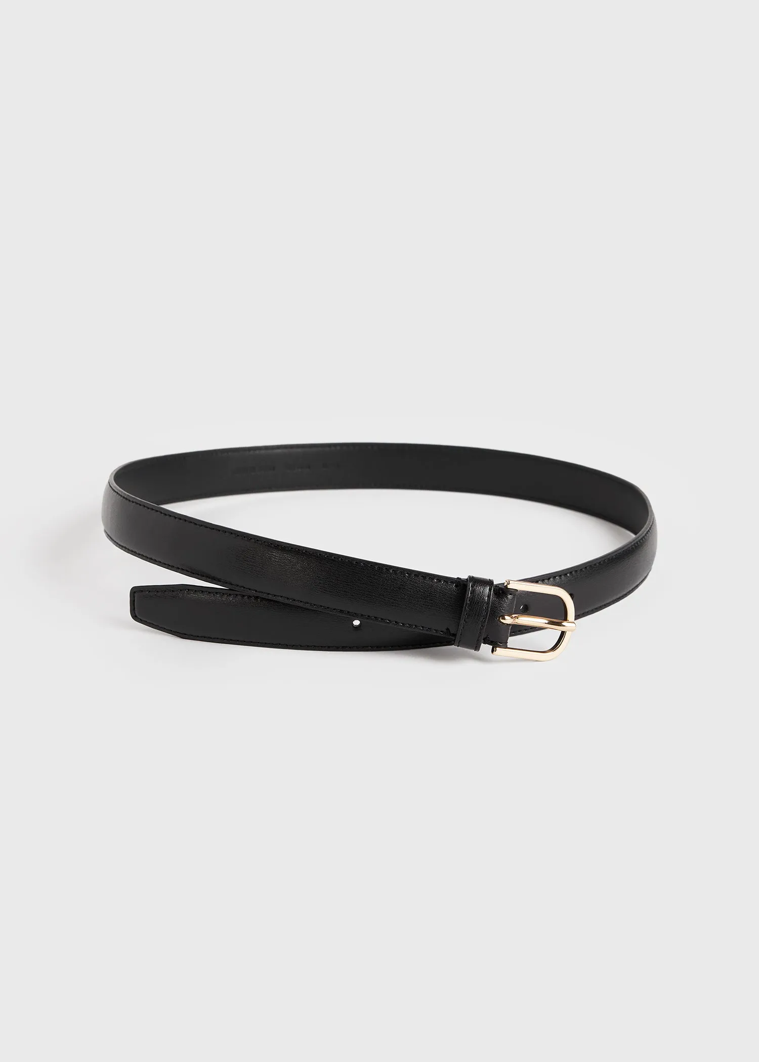 Slim leather trouser belt black