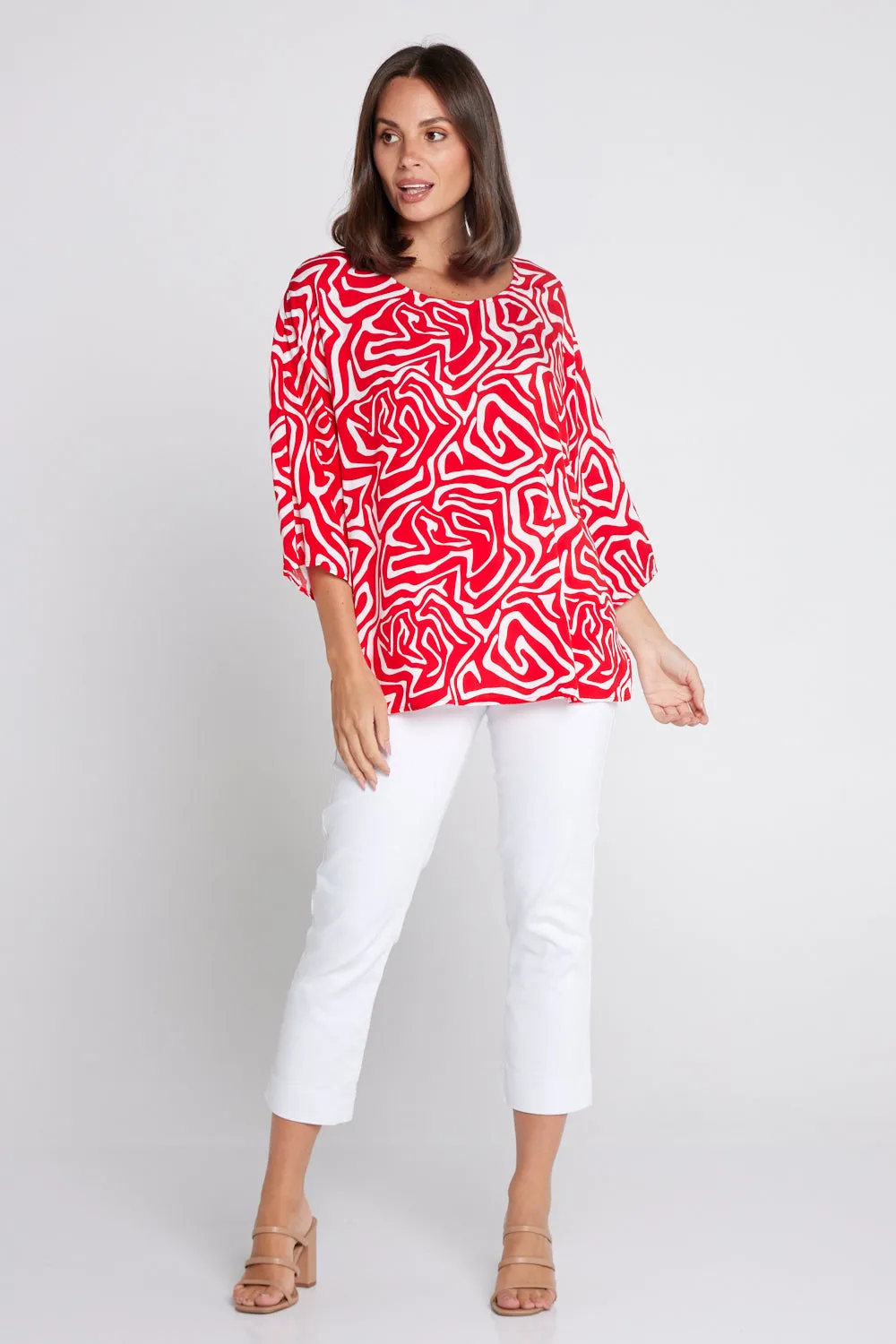 Summer Ease Top - Red/White Swirl