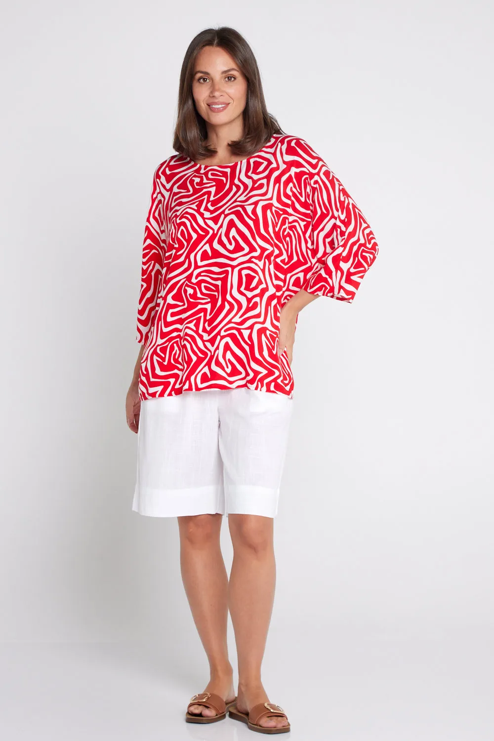 Summer Ease Top - Red/White Swirl