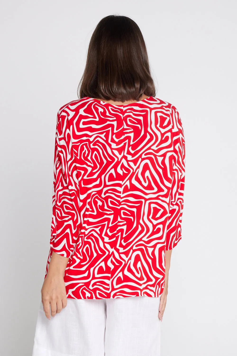 Summer Ease Top - Red/White Swirl