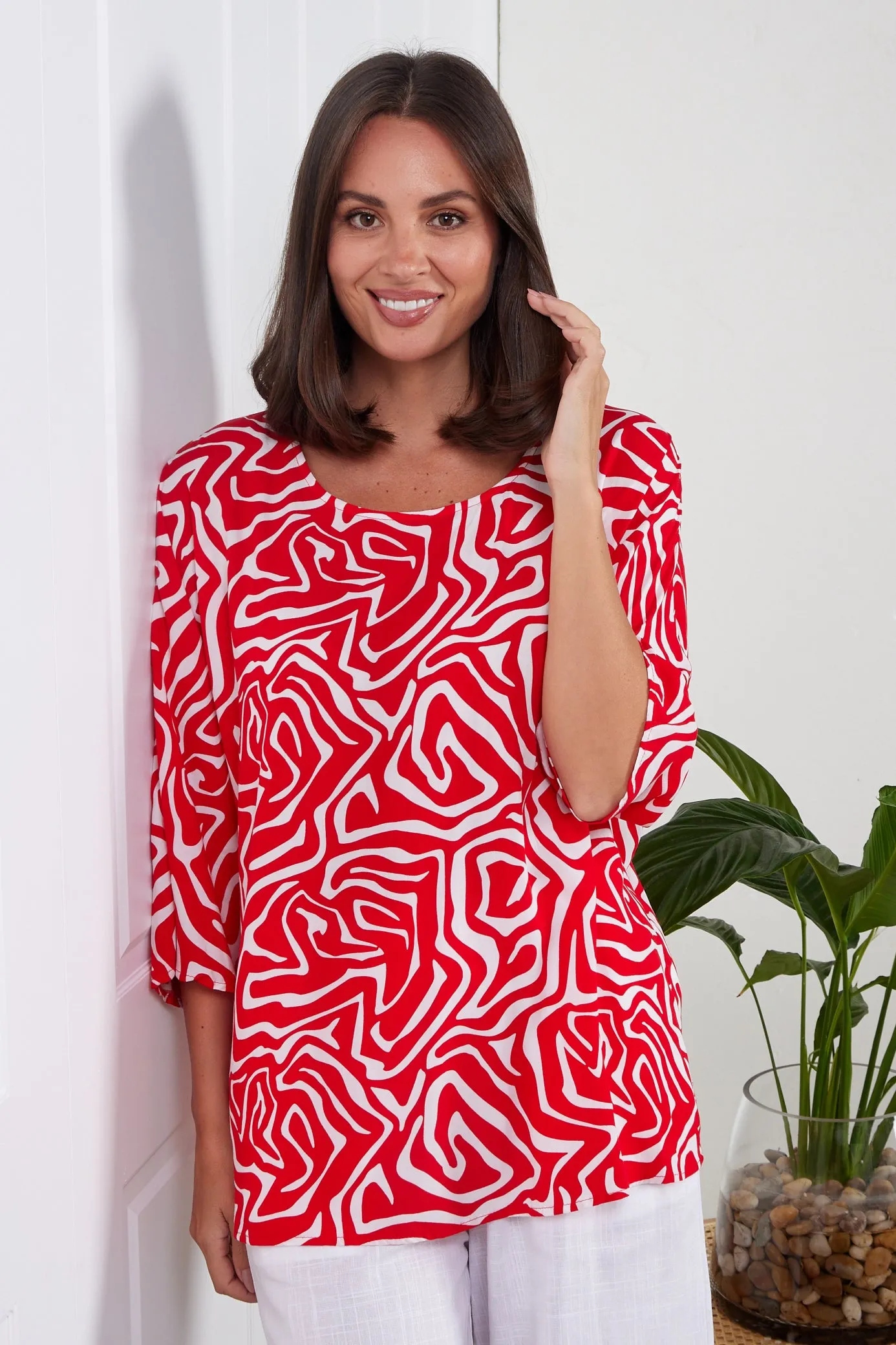 Summer Ease Top - Red/White Swirl