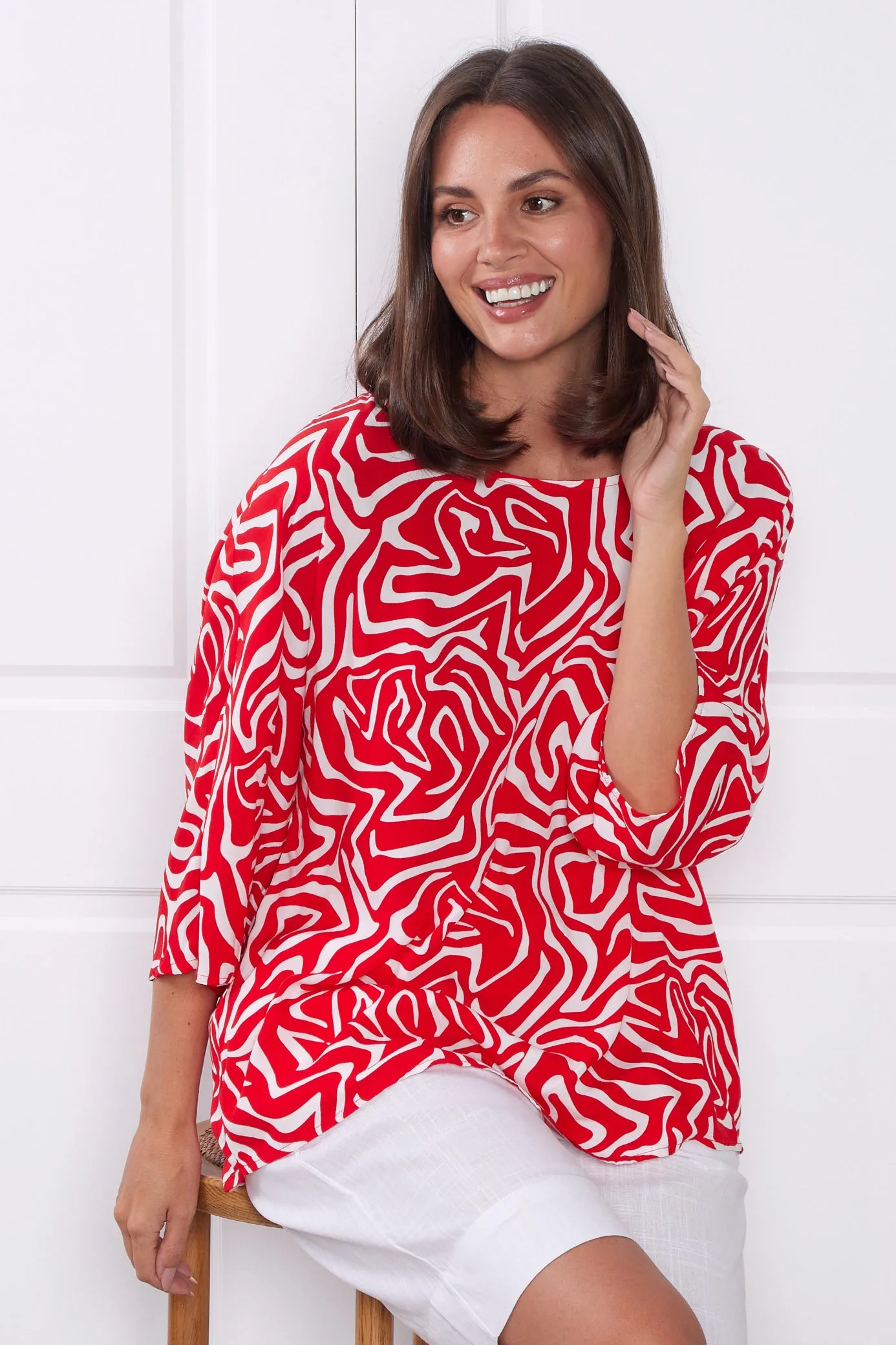 Summer Ease Top - Red/White Swirl