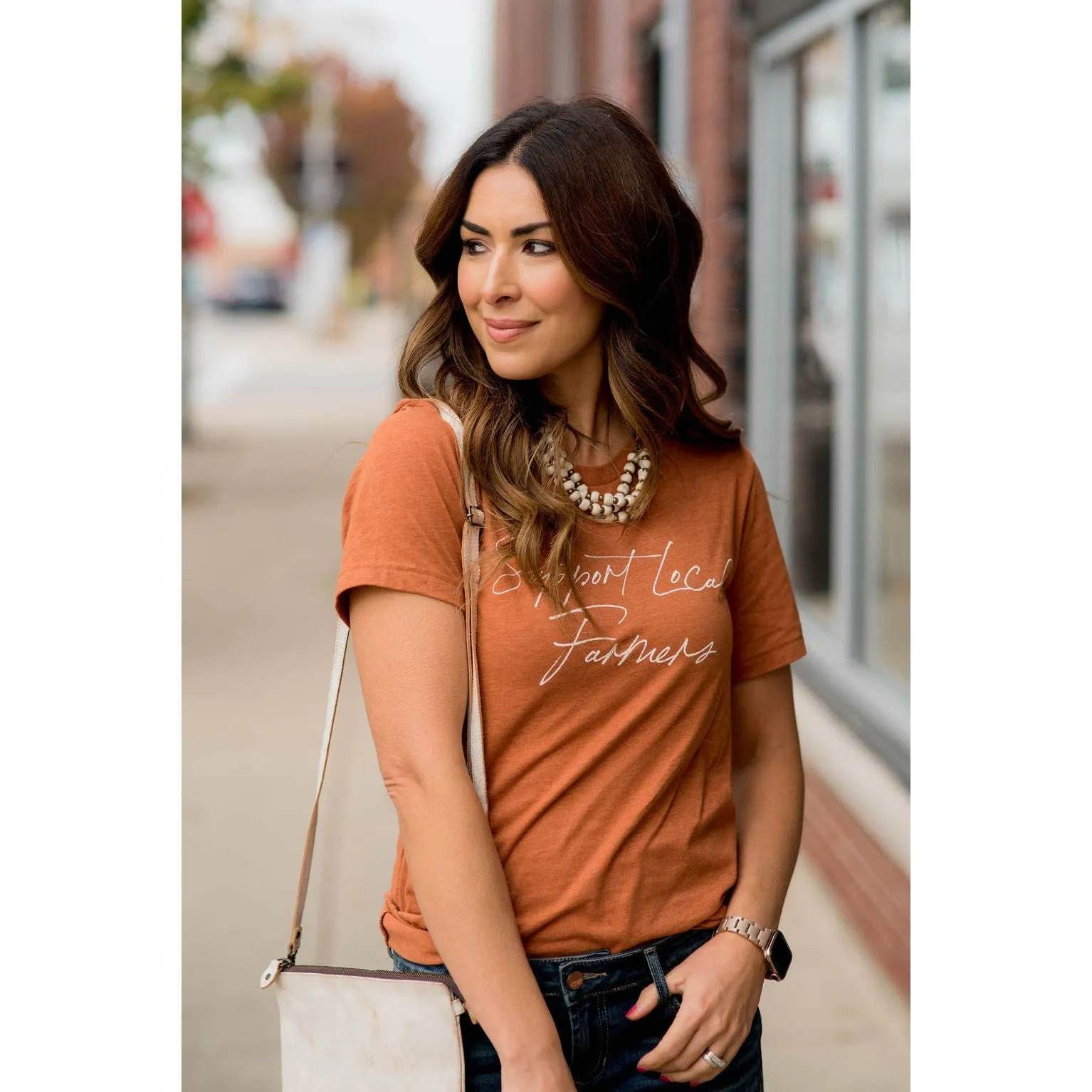 Support Local Farmers Cursive Graphic Tee