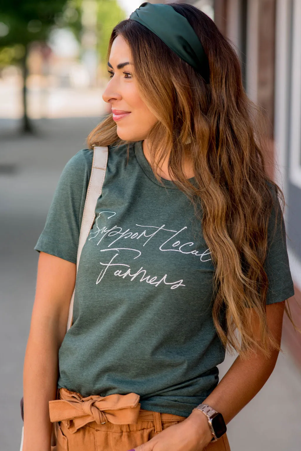 Support Local Farmers Cursive Graphic Tee