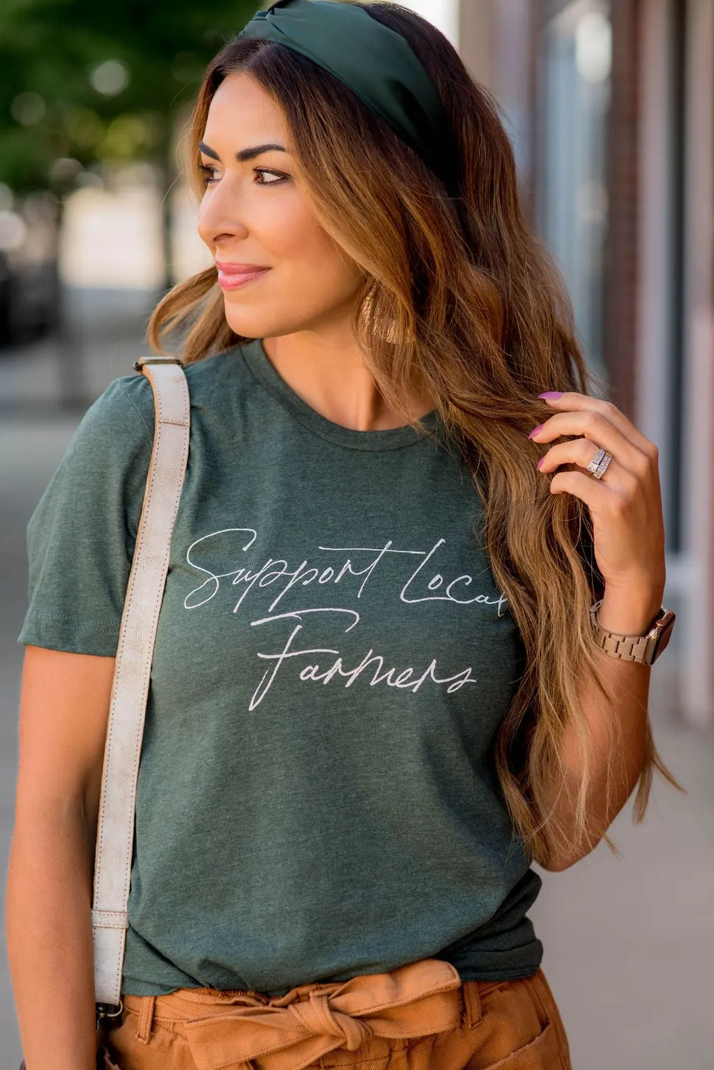 Support Local Farmers Cursive Graphic Tee