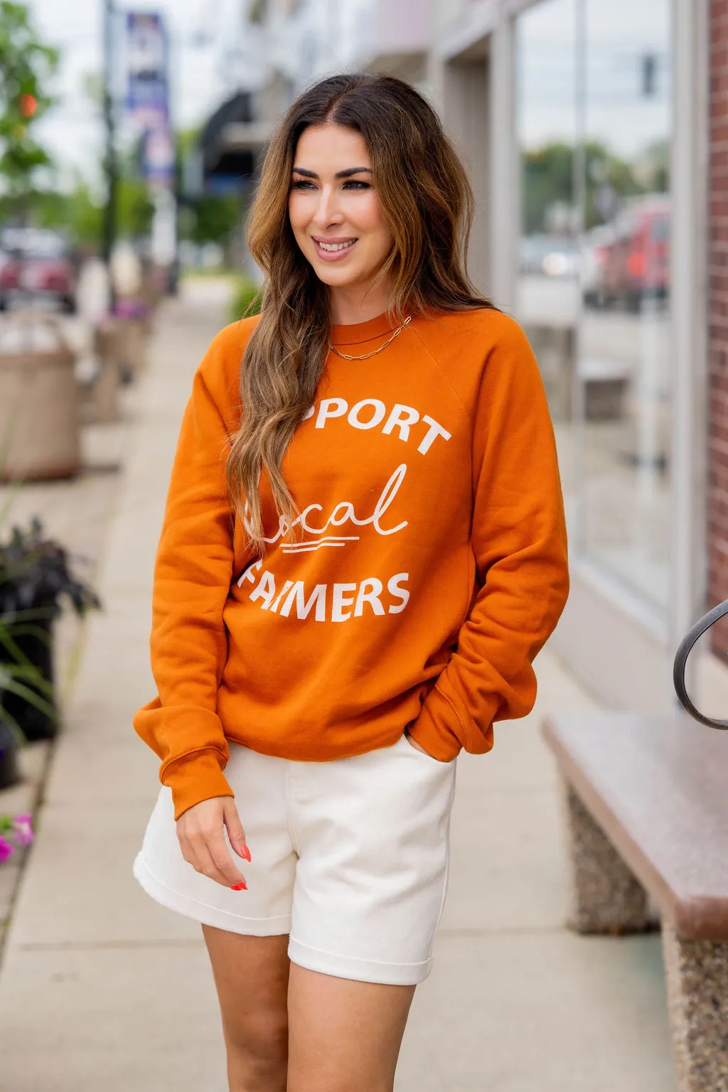 Support Local Farmers Mixed Fonts Graphic Crewneck