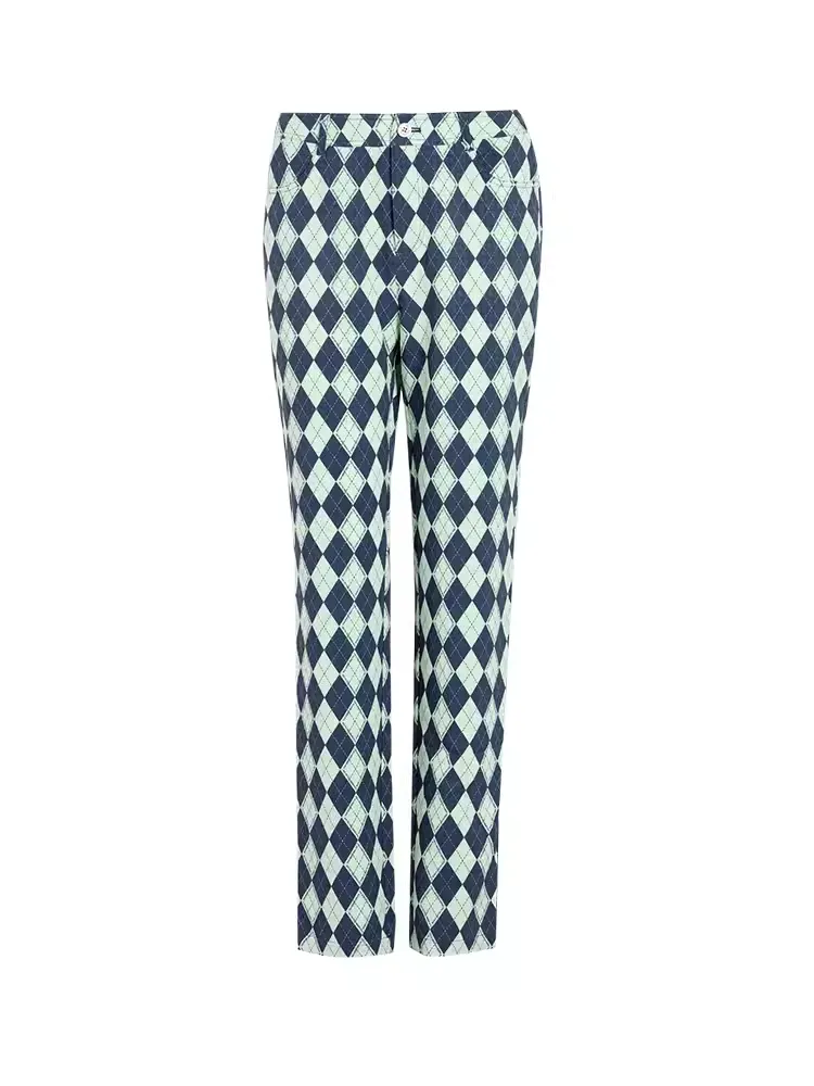 SVG Blue -Green Checkered Trousers Slim Straight Pants