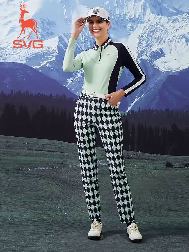 SVG Blue -Green Checkered Trousers Slim Straight Pants