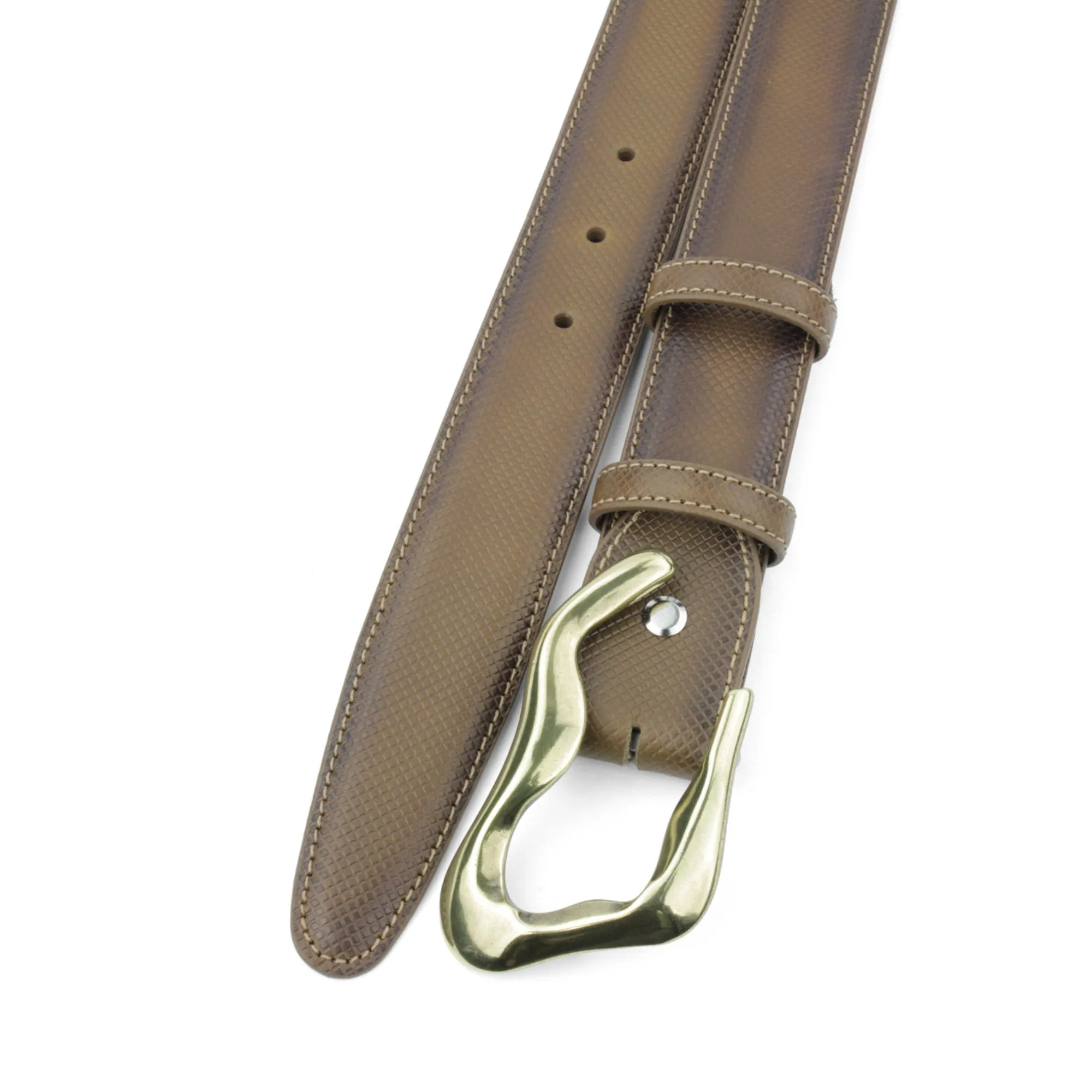 Taupe Dadino Texture Burnished Swirl Belt