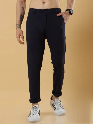 Tencel Stretchable Navy Blue Trousers