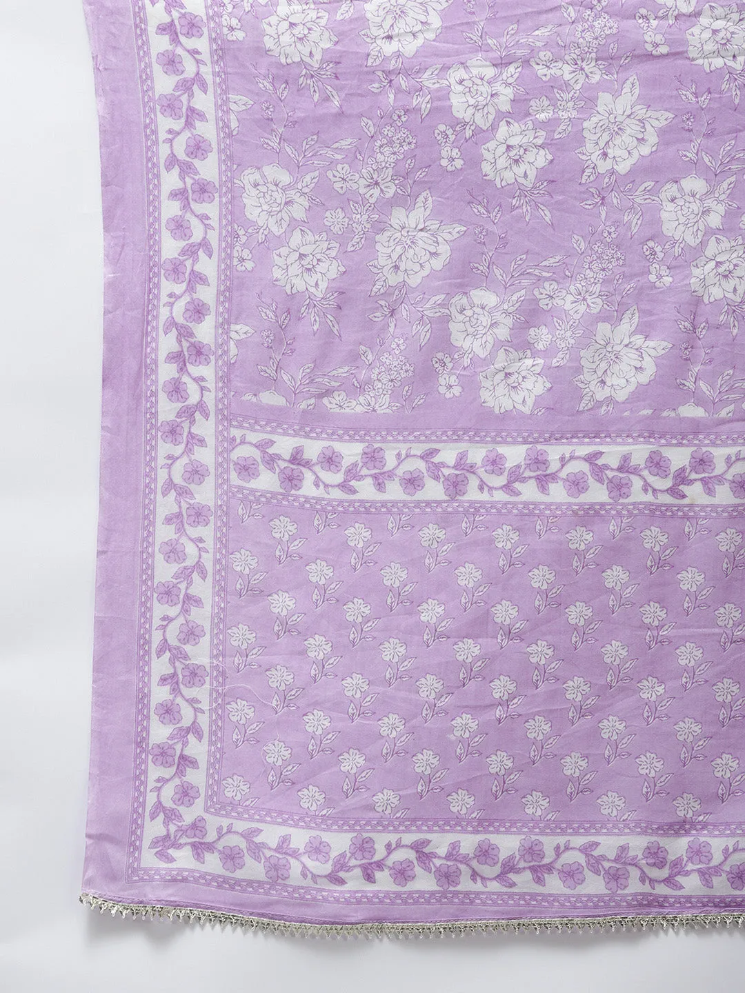 Women Lavender  Cotton  Kurta Set With Dupatta