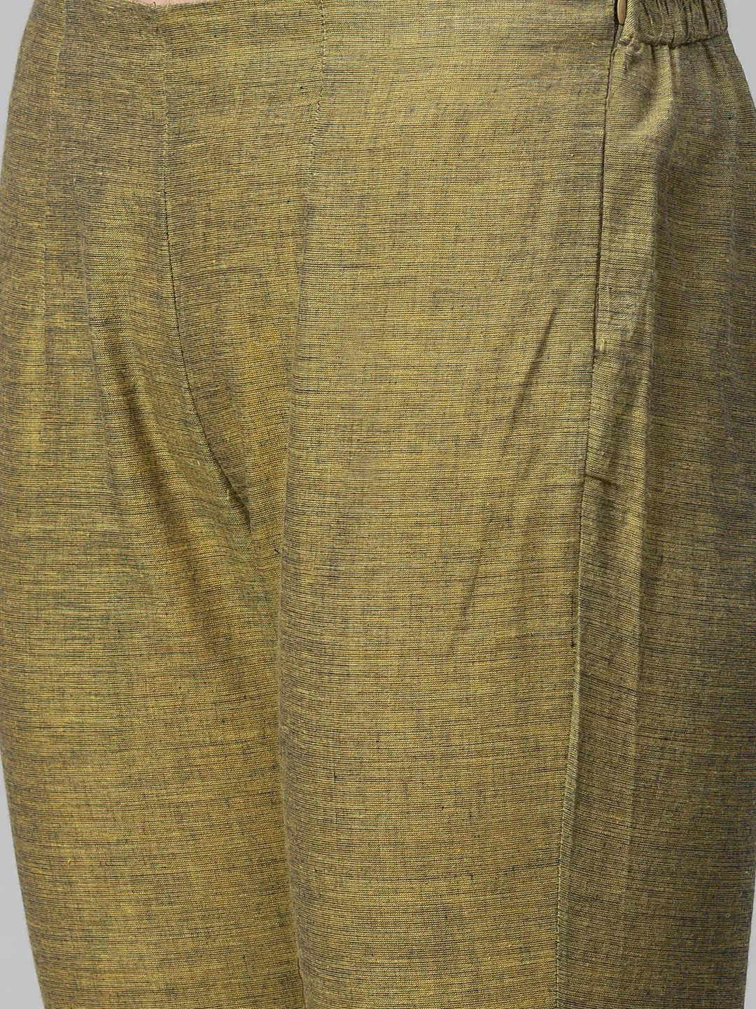 Women Mustard Yoke Design Kurta With Trousers