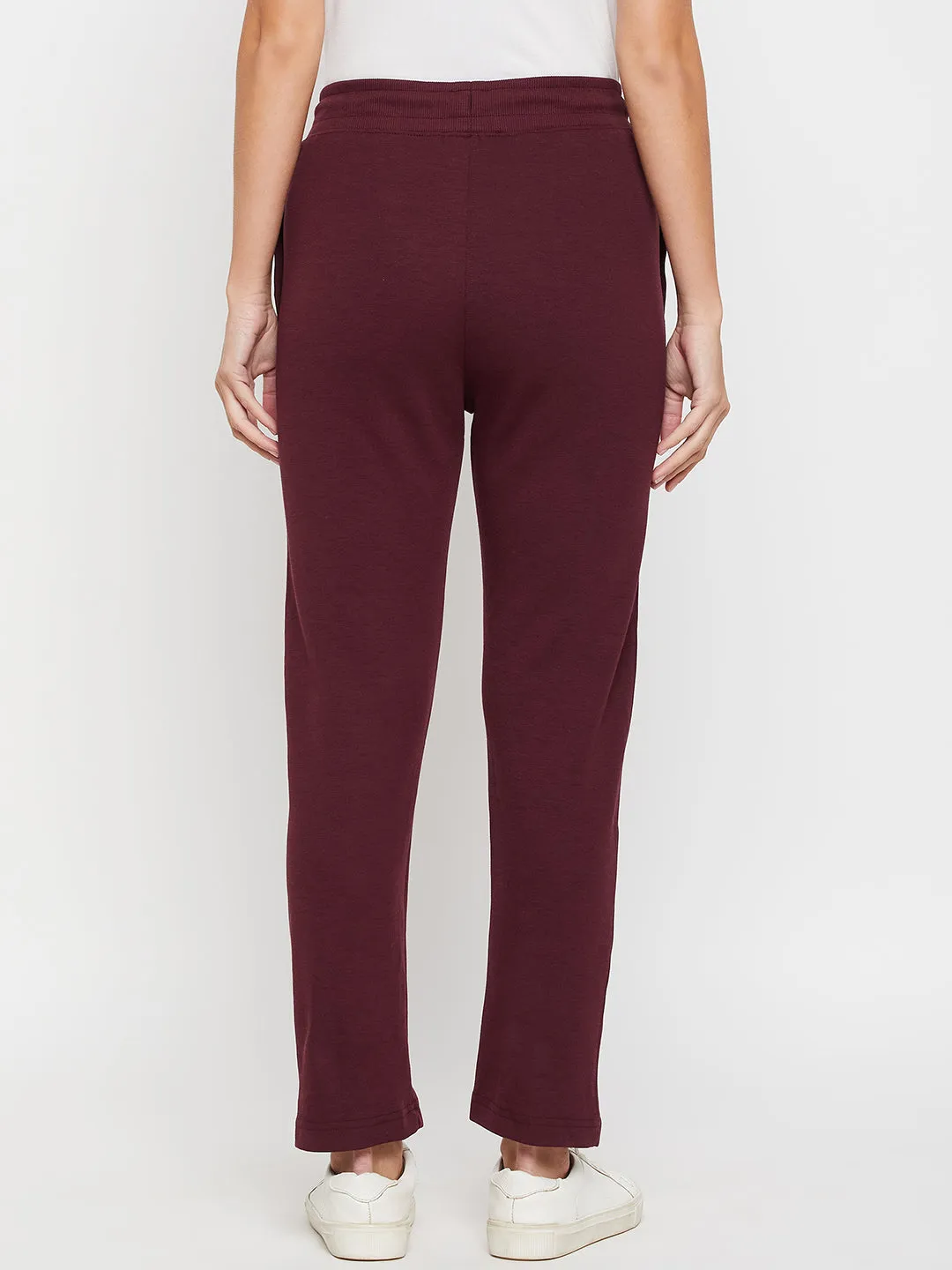 Women's Casual  Wine Ankle length Mid rise Track Pants