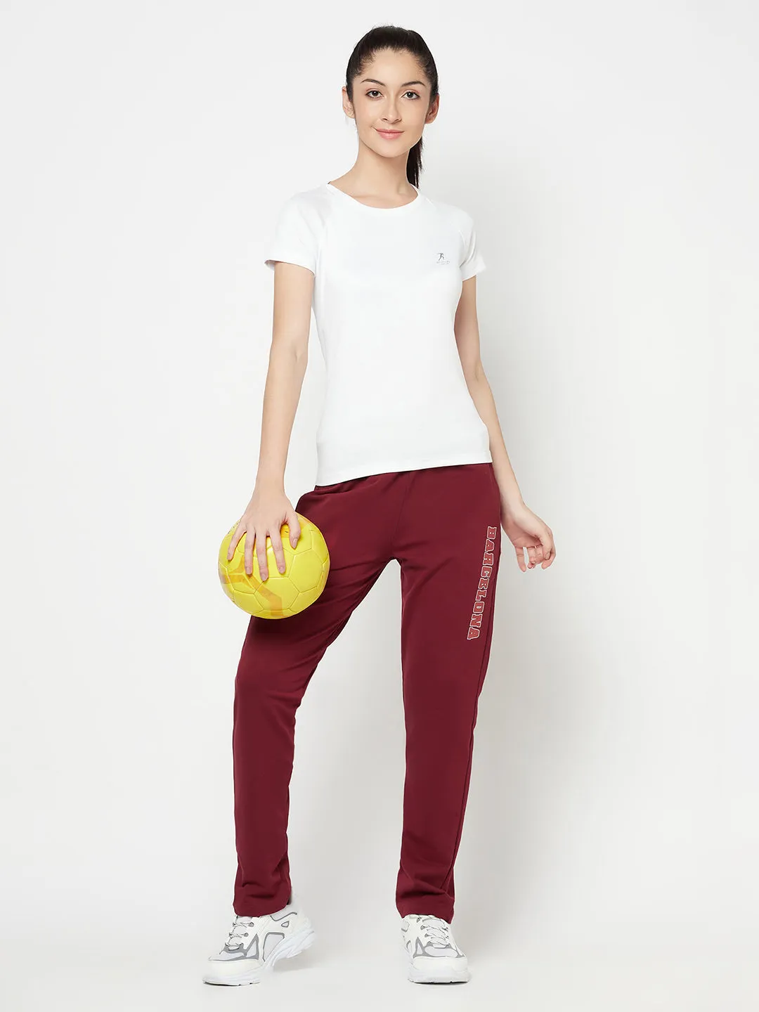 Women's Casual  Wine Full length Mid rise Track Pants