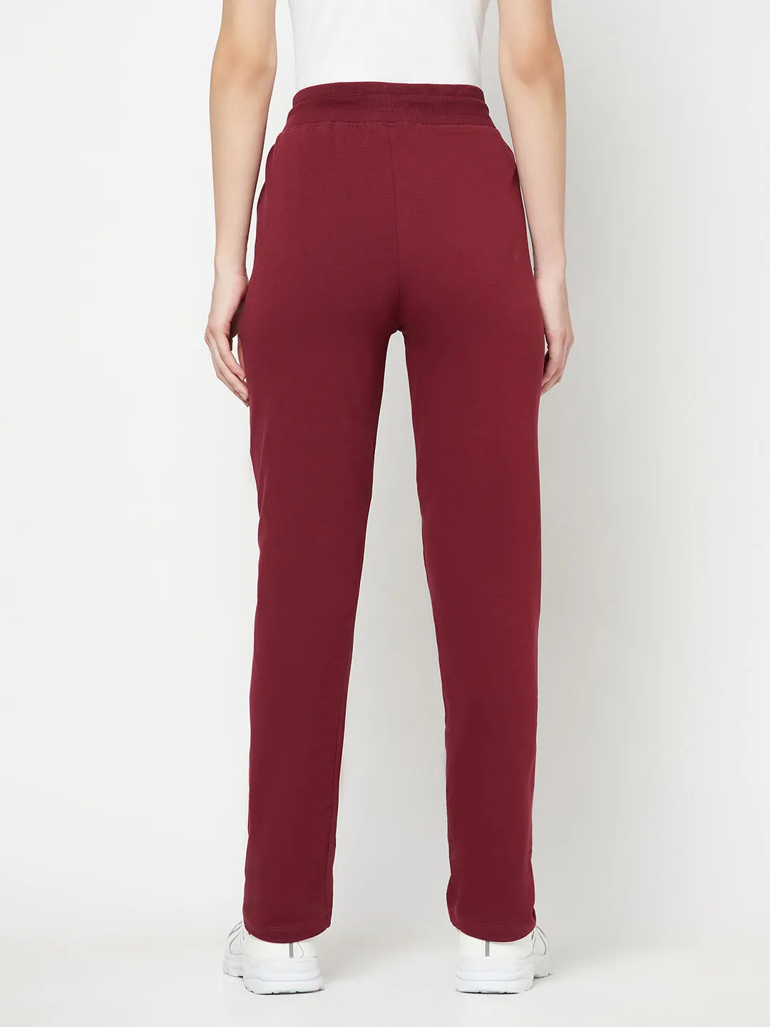 Women's Casual  Wine Full length Mid rise Track Pants