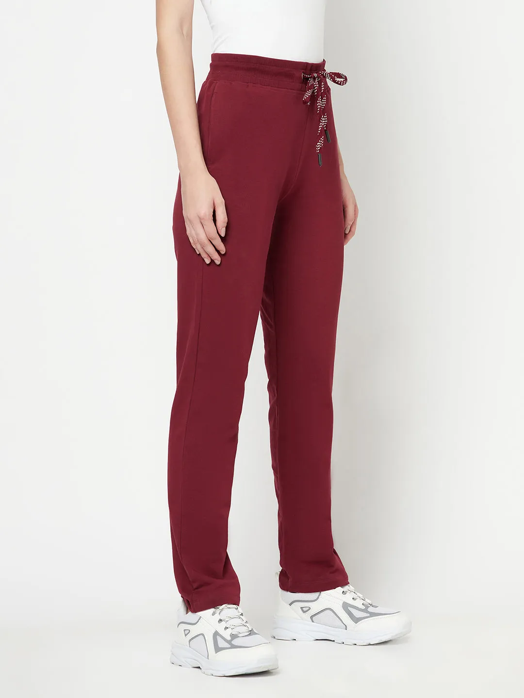 Women's Casual  Wine Full length Mid rise Track Pants