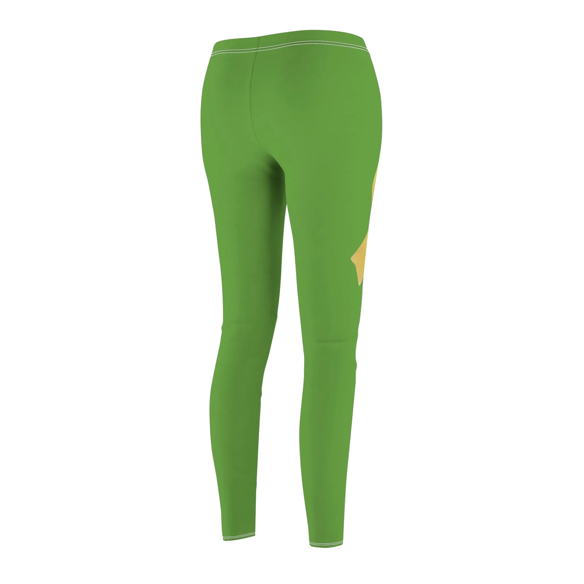 Women's Cut & Sew Casual Leggings, Green - Yellow Ribbon 'Bring Them Home Now' Art, by Chaia Malana