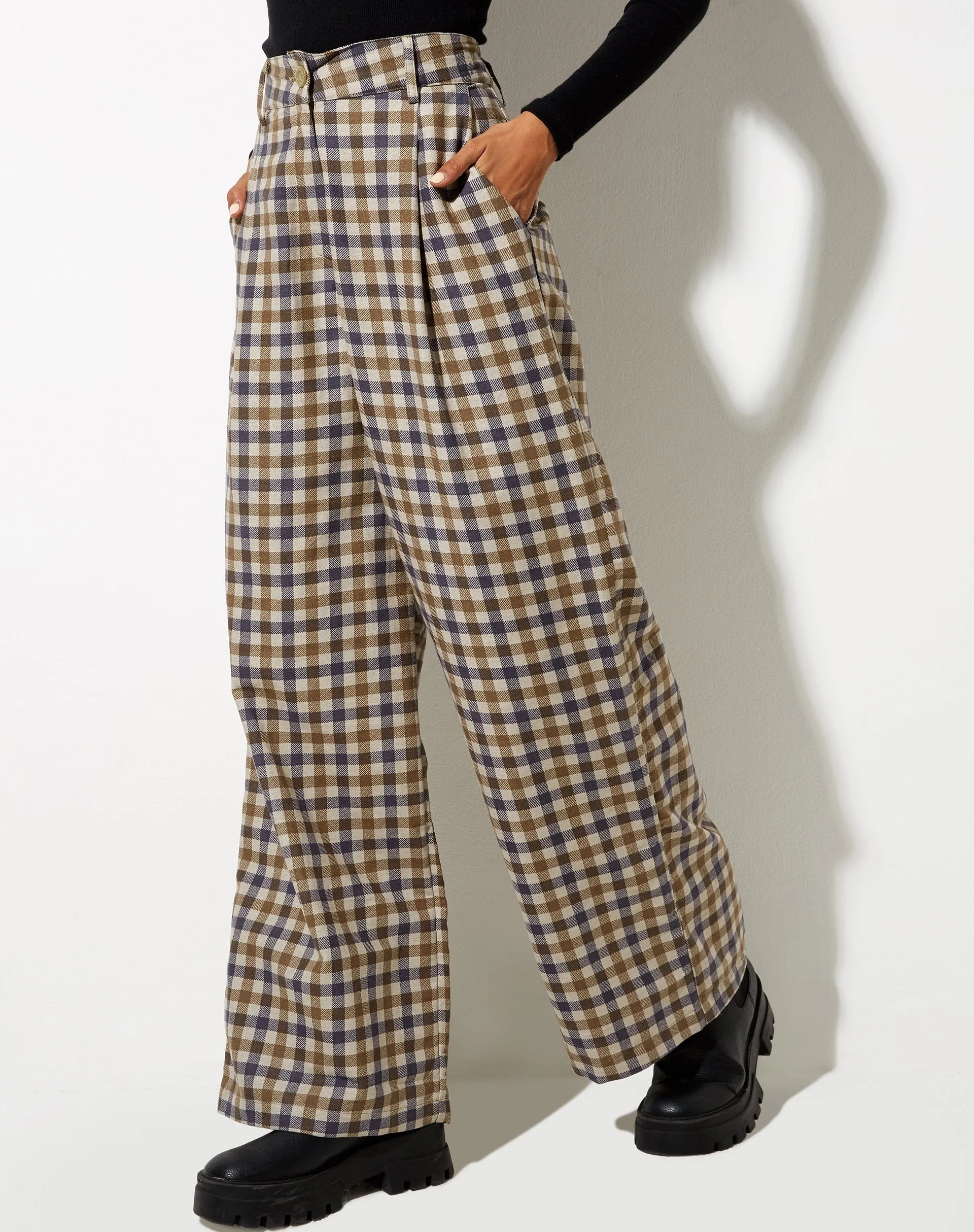 Yeva Trouser in 40's Check Tan