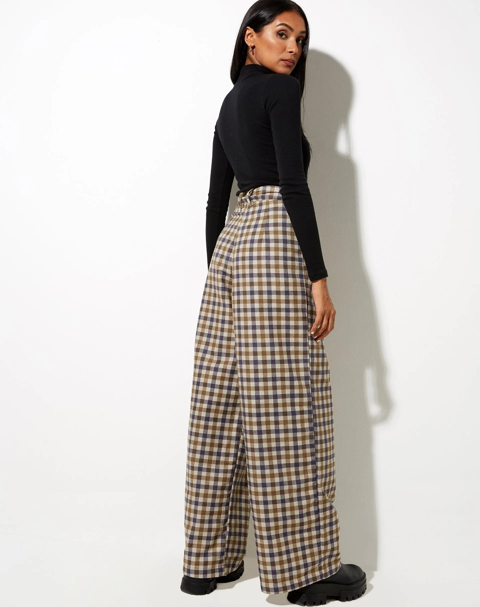 Yeva Trouser in 40's Check Tan