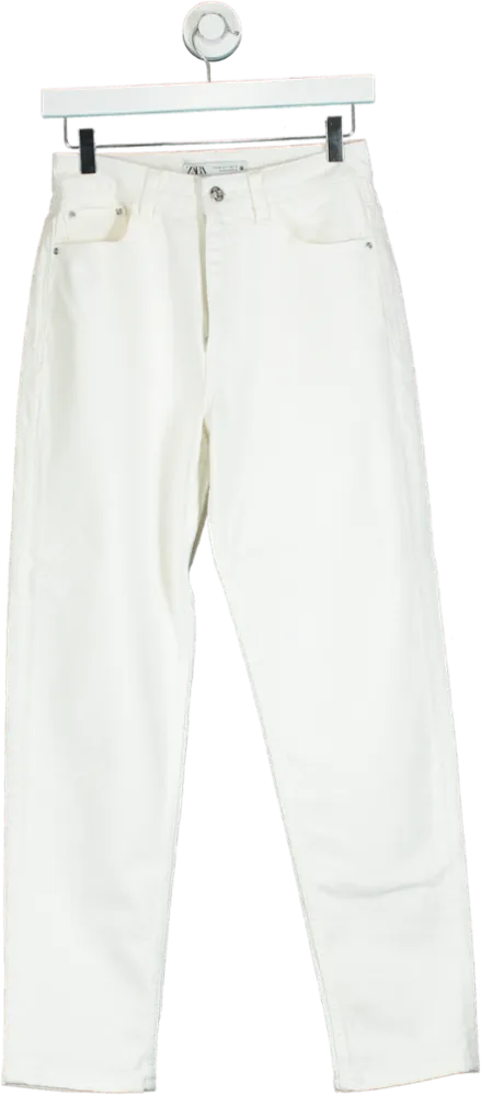 Zara White High-Waisted Jeans UK 8